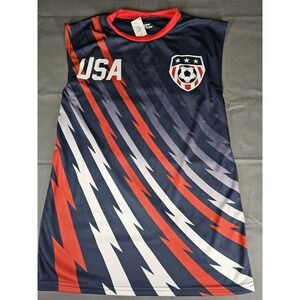 Fast Action USA Soccer Sleeveless Jersey Tank Top Red White Blue Mens Small NEW